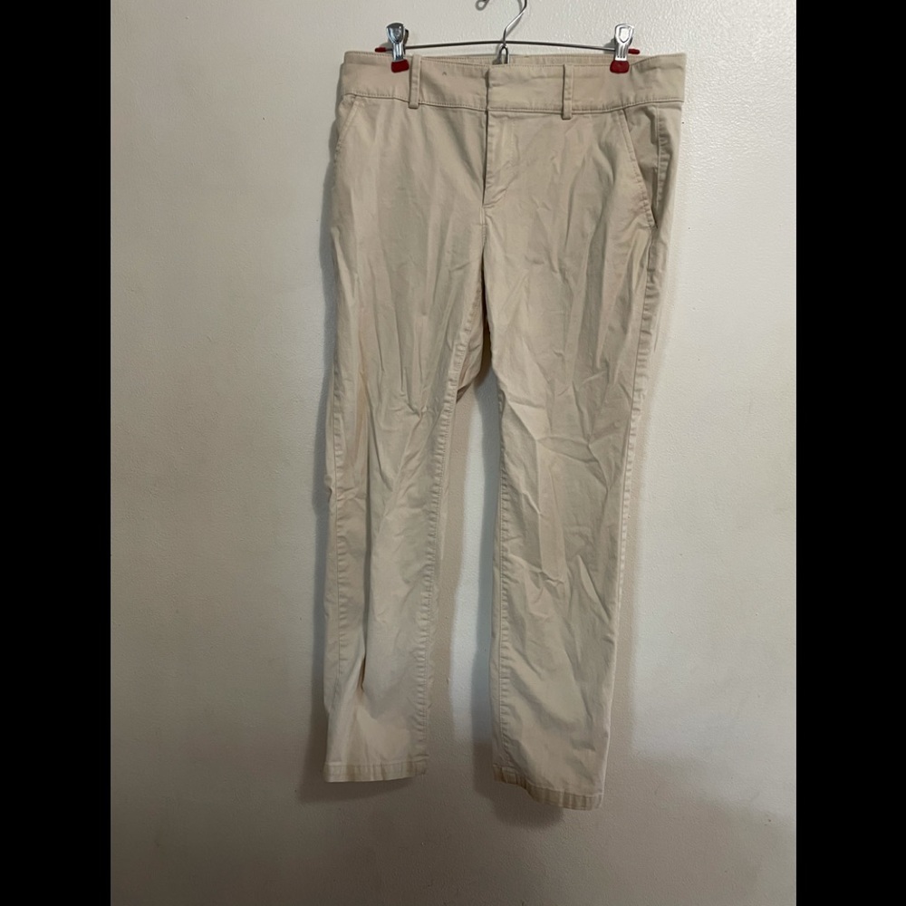 LOFT Skinny Fit Khaki Pants | Size 8 | Ankle Work Pants in Neutral Beige